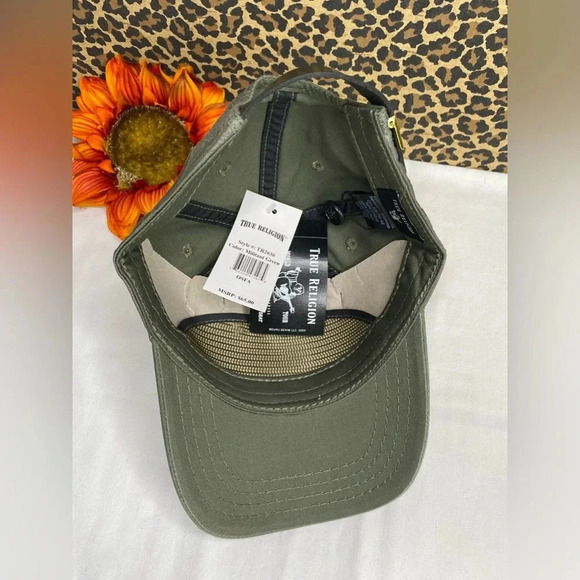 🦋B2G1🦋TRUE RELIGION Militant Green HorseShoe Adjustable Baseball Hat | OSFA | - Picture 4 of 7
